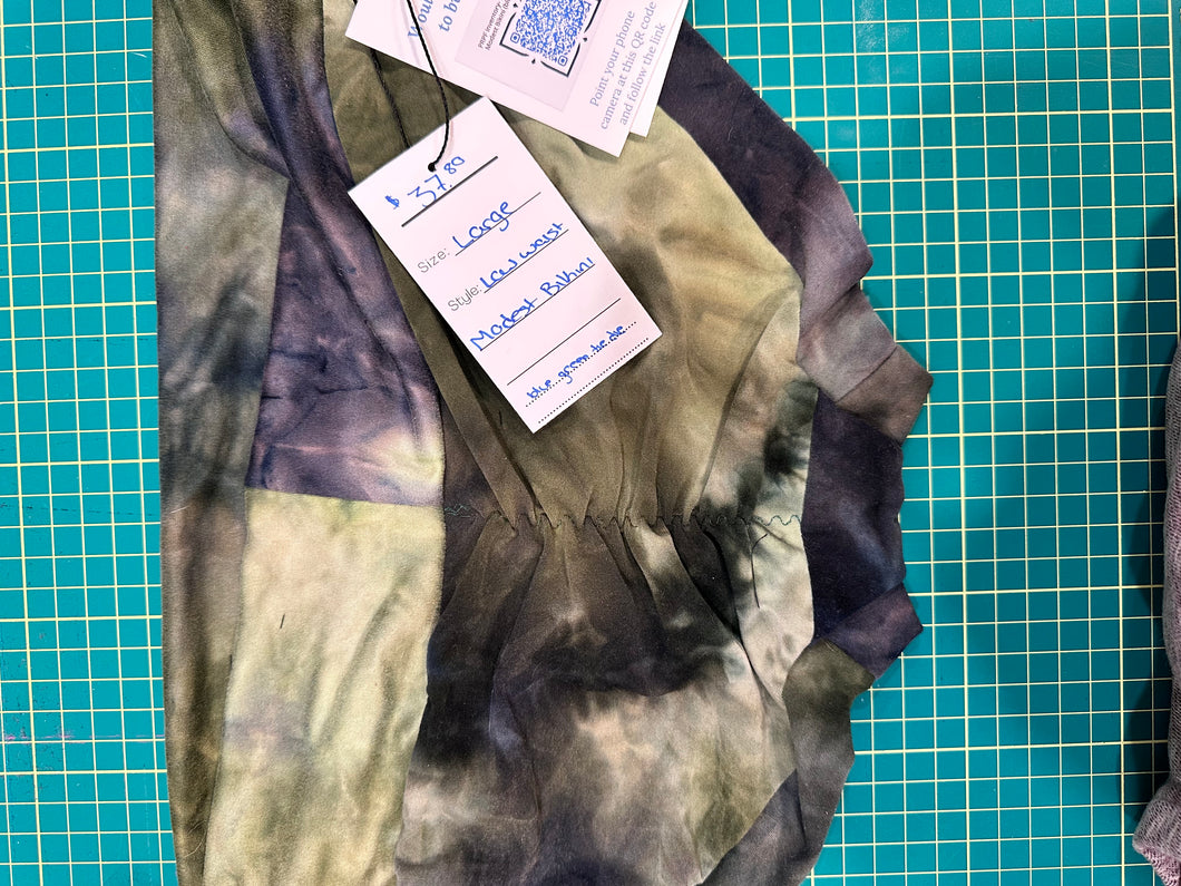 PRPF inventory- LARGE Low Waist Modest Bikini (blue green tie die)